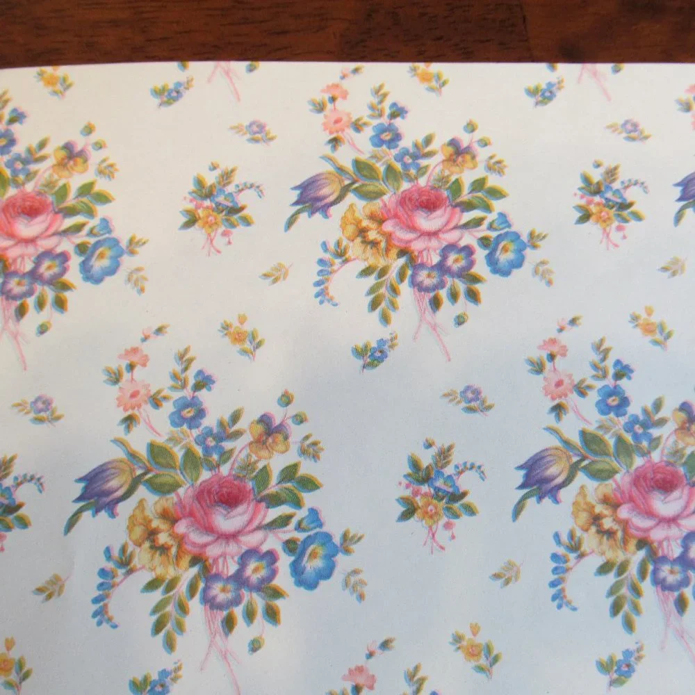 Vintage Hallmark All Occasion Gift Wrap Floral Open Package Partial Sheet Pretty